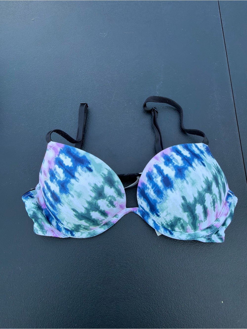 PINK Victoria's Secret Tie-Dye Push-Up Bra - Blue, Green, Pink, White
